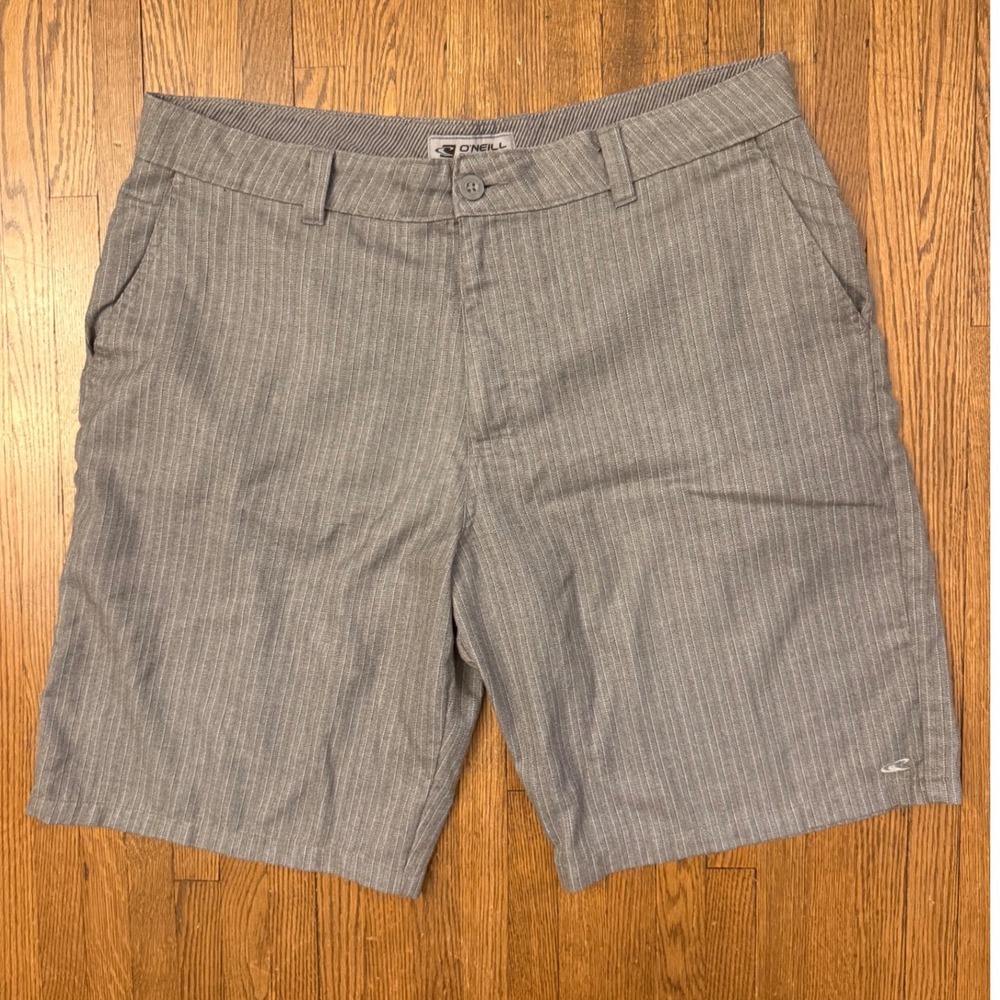 O'Neill Mens Grey Pinstripe Hybrid Walk Shorts Size 38 Casual Surf Beach